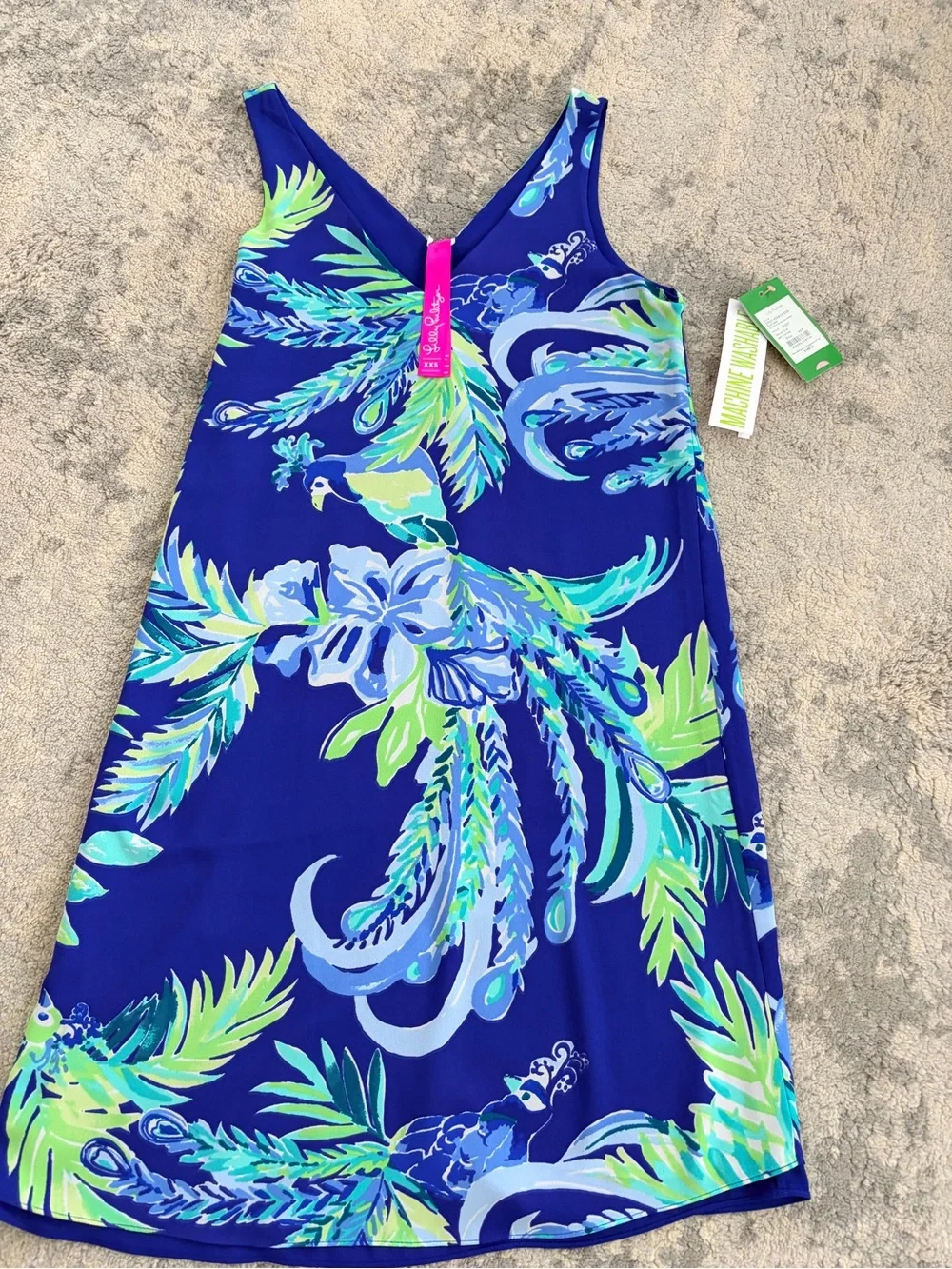 Lilly Pulitzer NWT  reversible  Tropical V-Neck Midi Dress with Lime & Aqua